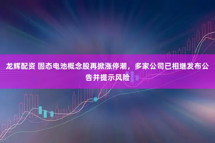 龙辉配资 固态电池概念股再掀涨停潮，多家公司已相继发布公告并提示风险